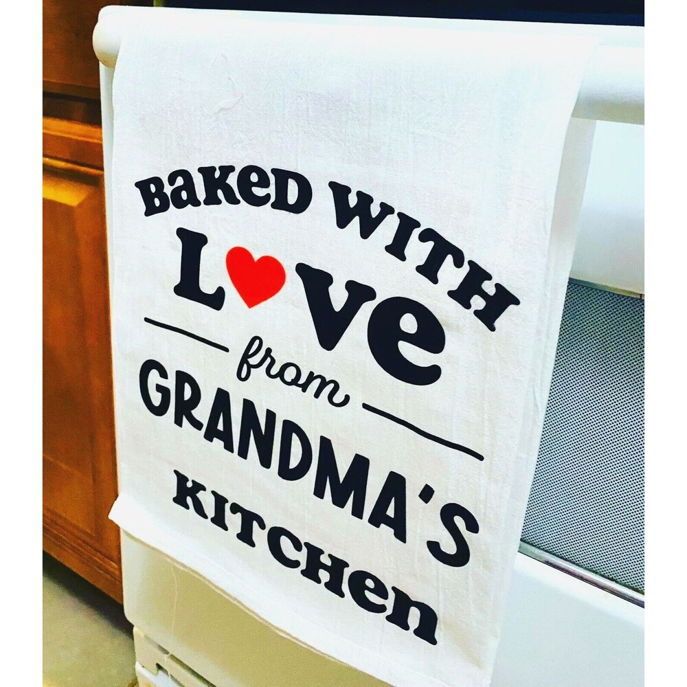 Baked With Love Tea Towel, Flour Towel Decor, good for drying 28x28